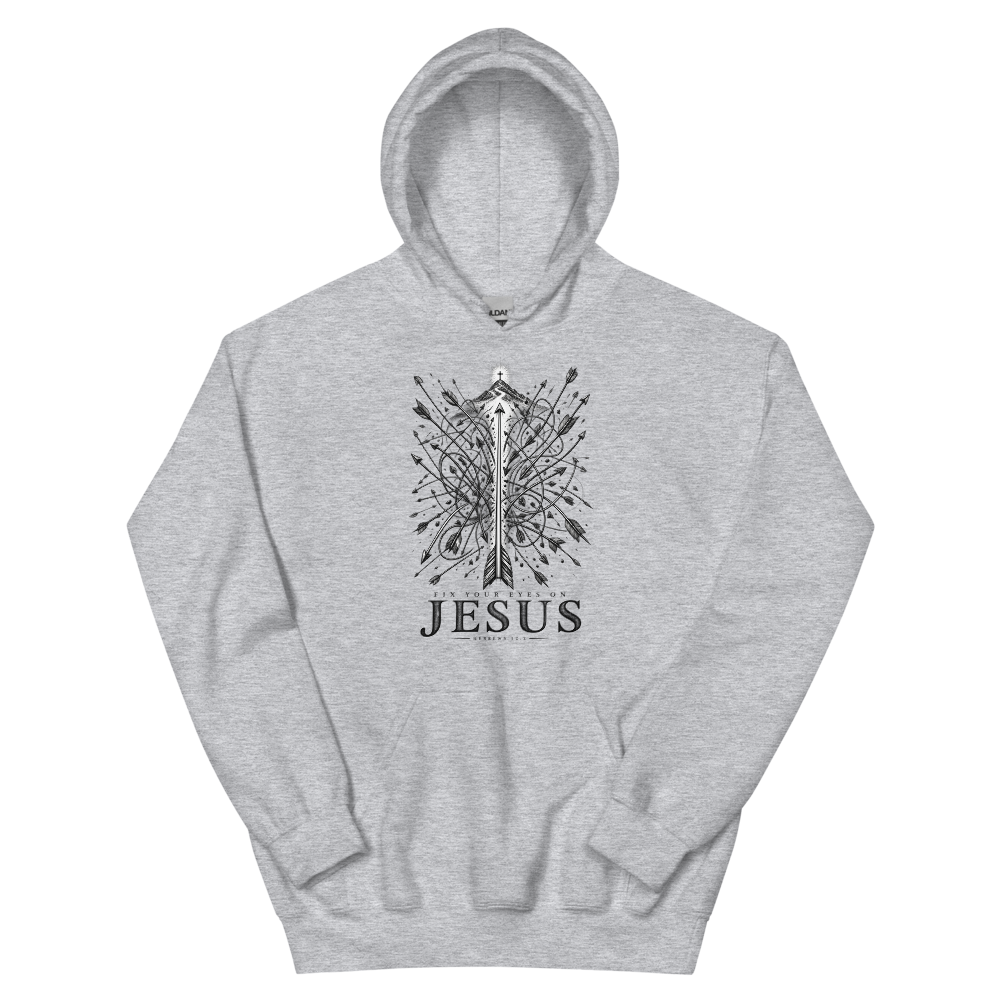 Fix Your Eyes On Jesus Arrows T-Shirt | gc: Hoodie/Sport Grey