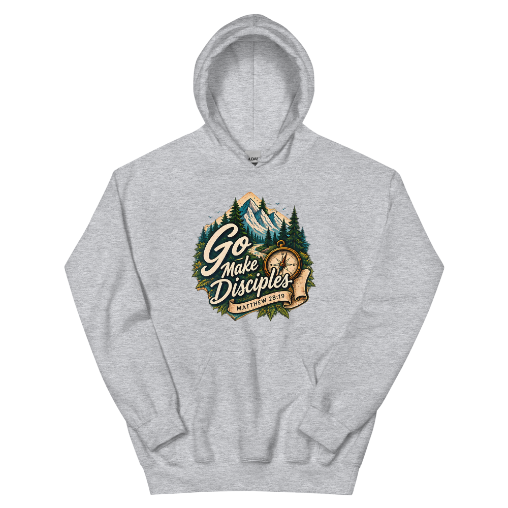 Go Make Disciples Compass Badge Hoodie | colour: Sport Grey