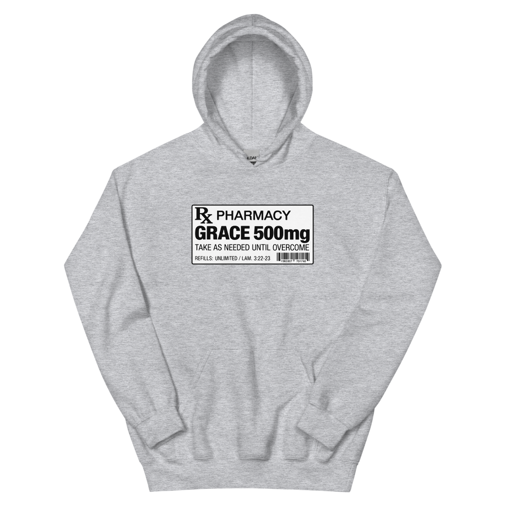 Grace 500mg Prescription Label Hoodie | colour: Sport Grey