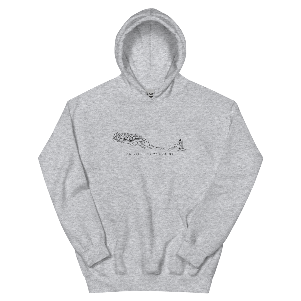 He Left The 99 For Me Line Art Hoodie | colour: Sport Grey