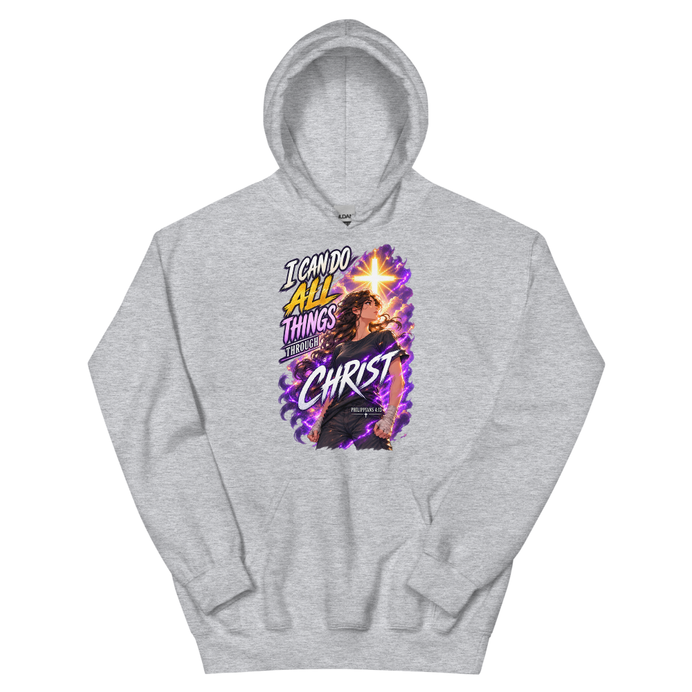 I Can Do All Things Through Christ Anime T-Shirt | gc: Hoodie/Sport Grey
