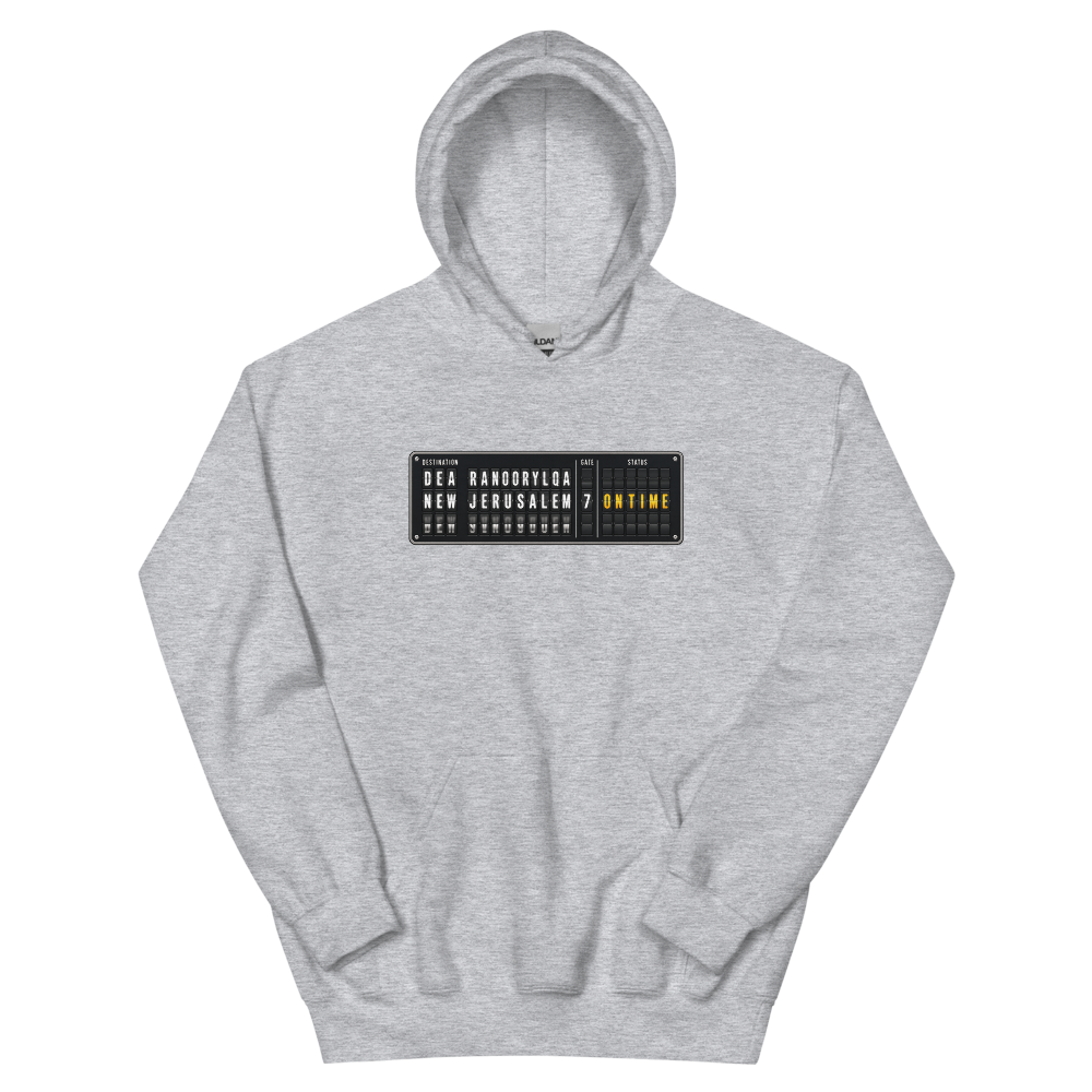 New Jerusalem Departure Board T-Shirt | gc: Hoodie/Sport Grey