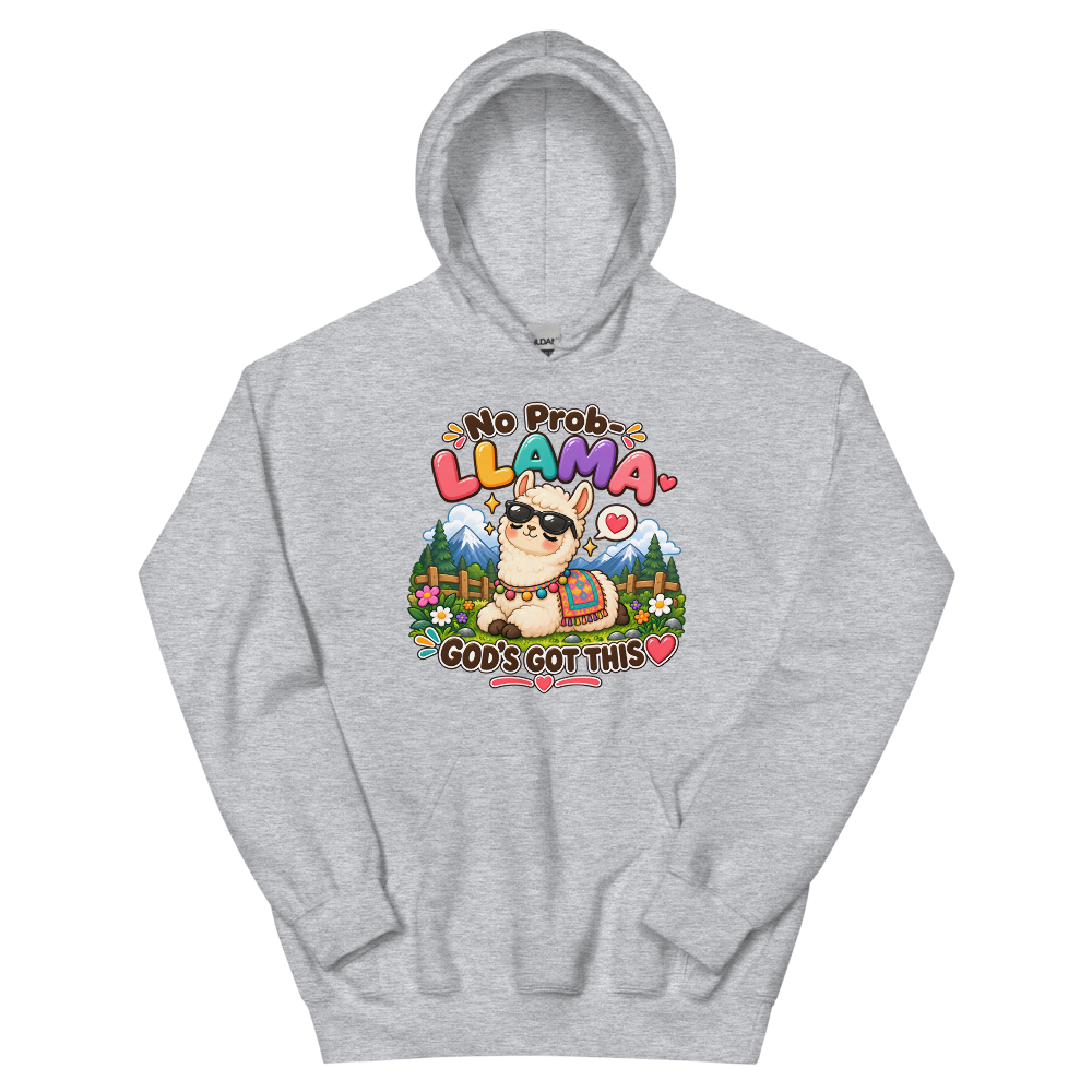 No Prob-Llama God's Got This Hoodie | colour: Sport Grey