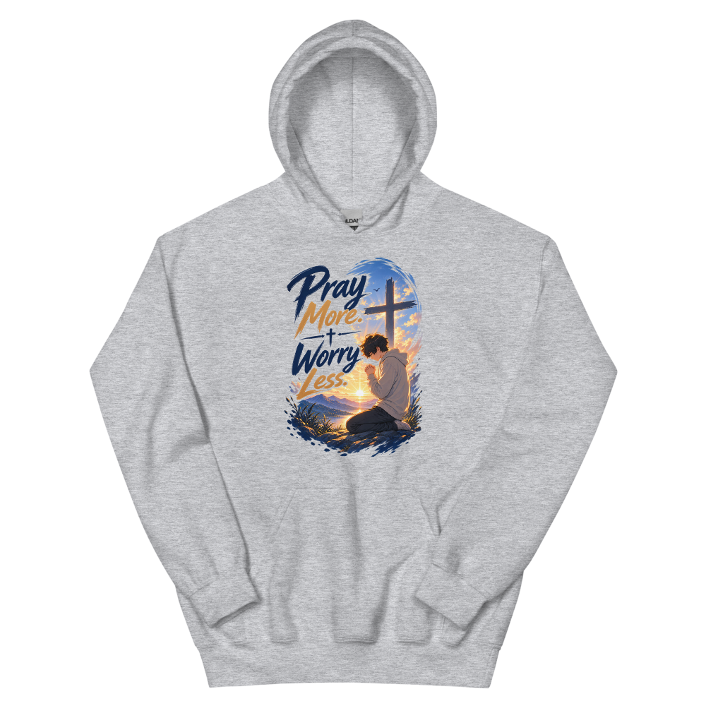 Pray More Worry Less Anime Hoodie | colour: Sport Grey