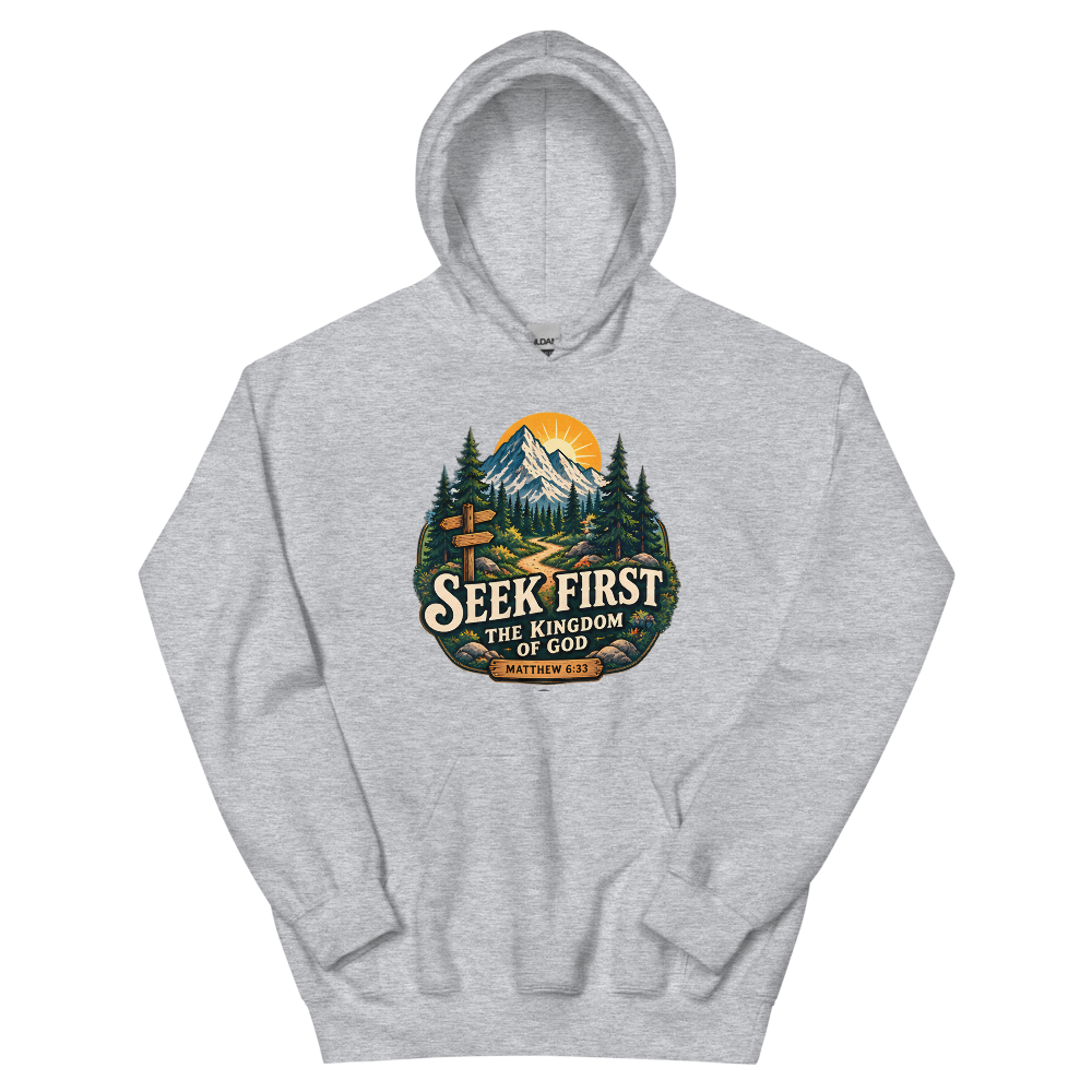 Seek First The Kingdom Trail Badge T-Shirt | gc: Hoodie/Sport Grey