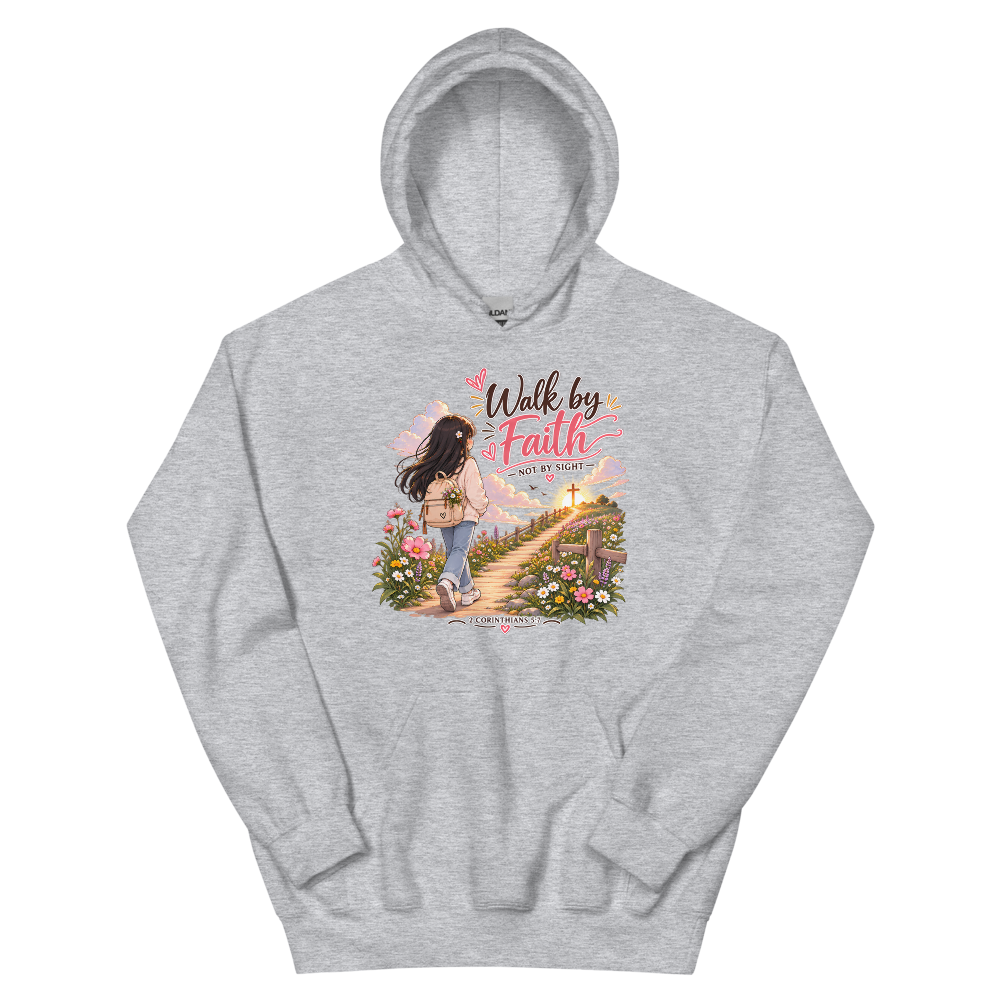 Walk By Faith Not By Sight Chibi Hoodie | colour: Sport Grey