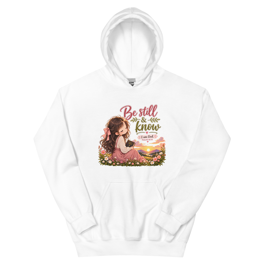 Be Still And Know Chibi Hoodie | colour: White