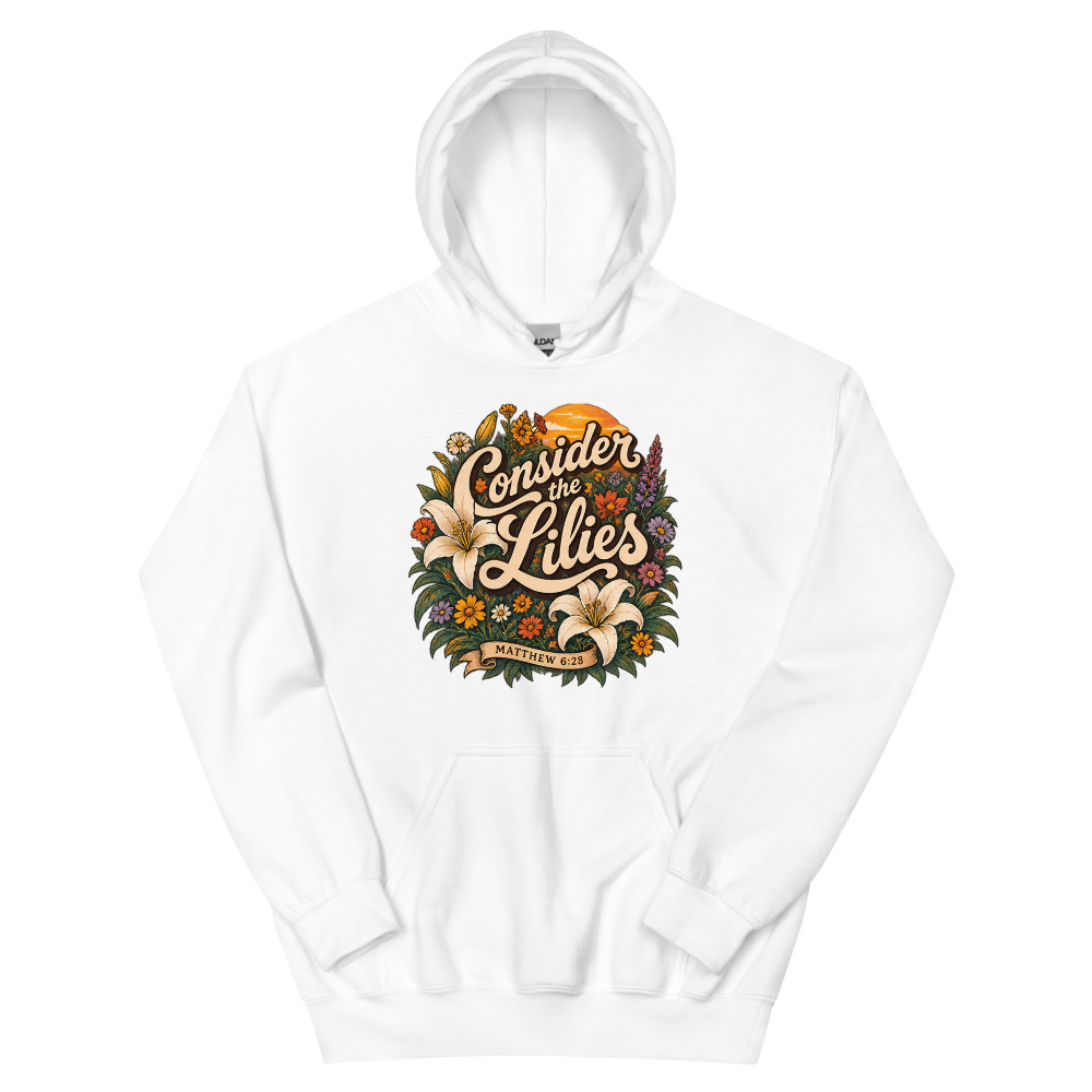Consider The Lilies Retro Floral T-Shirt | gc: Hoodie/White