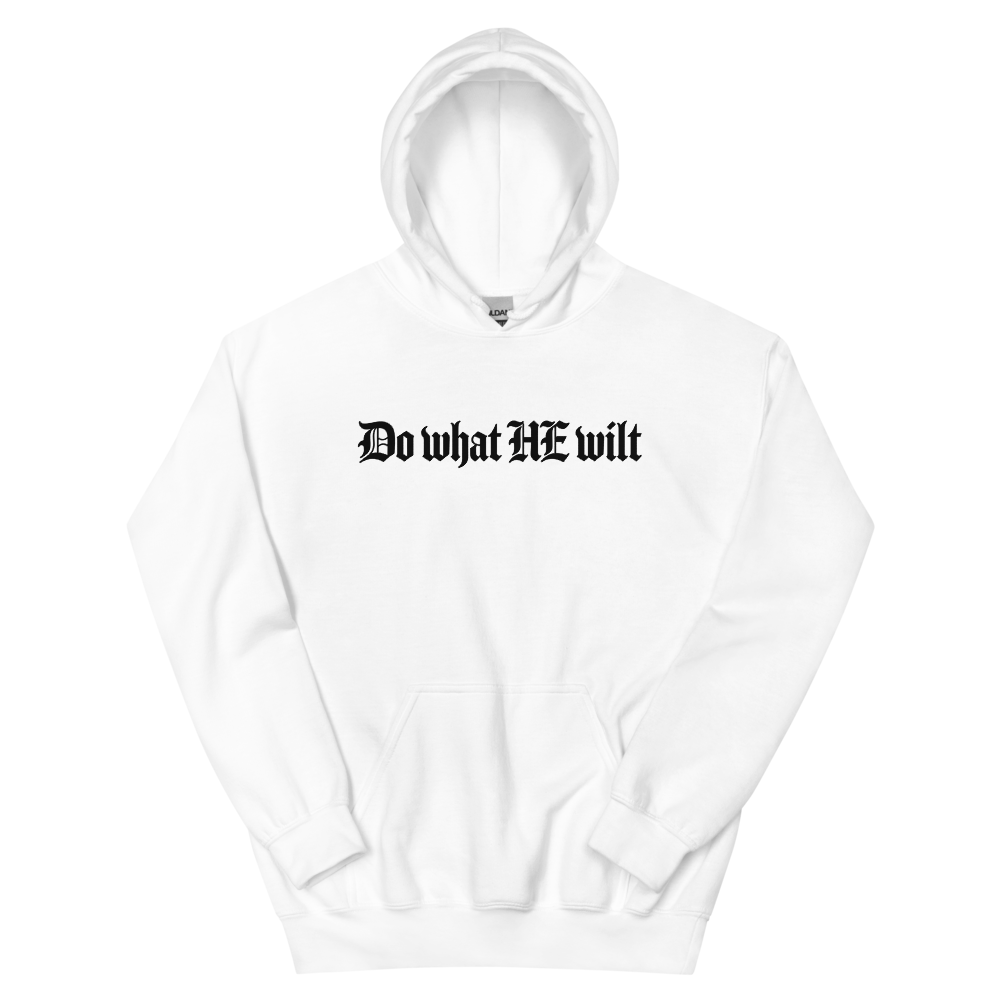 Do What He Wilt Blackletter T-Shirt | gc: Hoodie/White