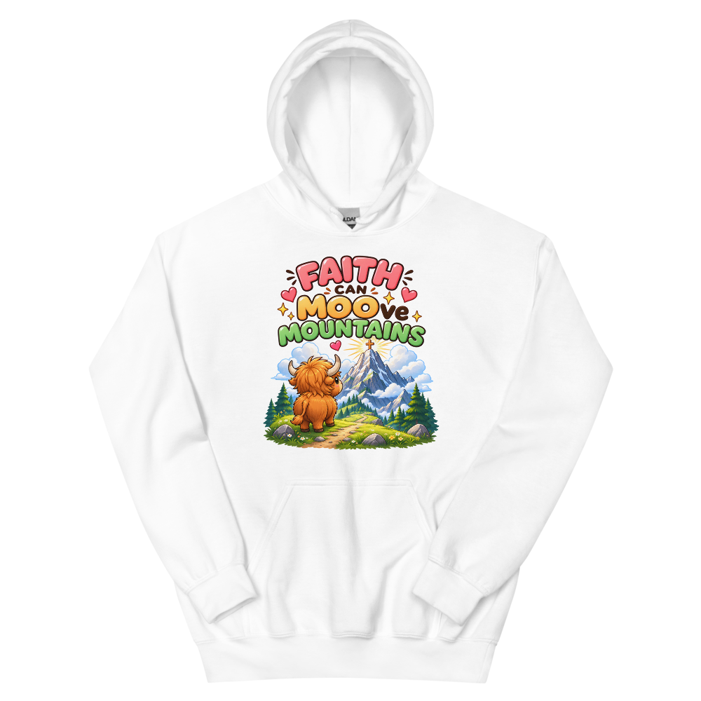 Faith Can Moo-ve Mountains Hoodie | colour: White