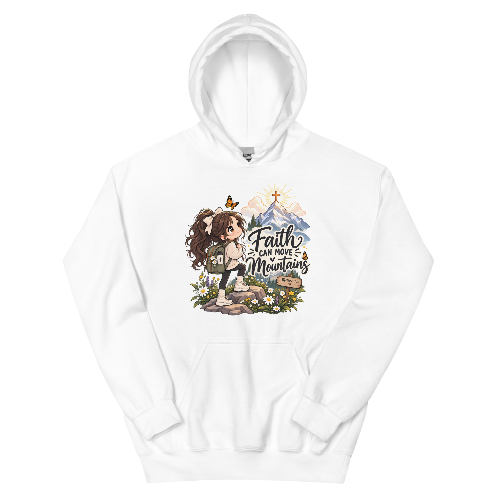 Faith Can Move Mountains Chibi Hoodie | colour: White