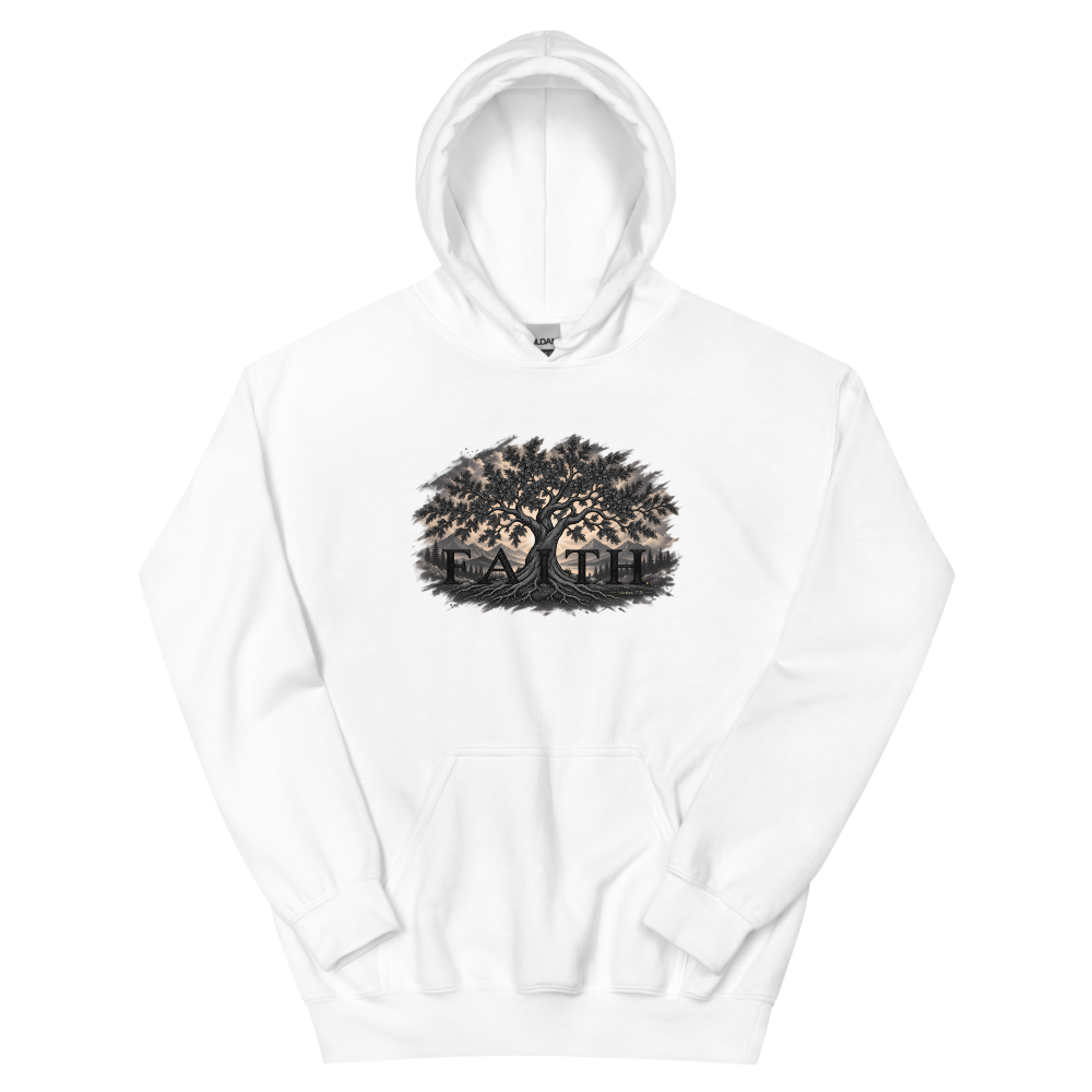 Faith Tree Engraved T-Shirt | gc: Hoodie/White