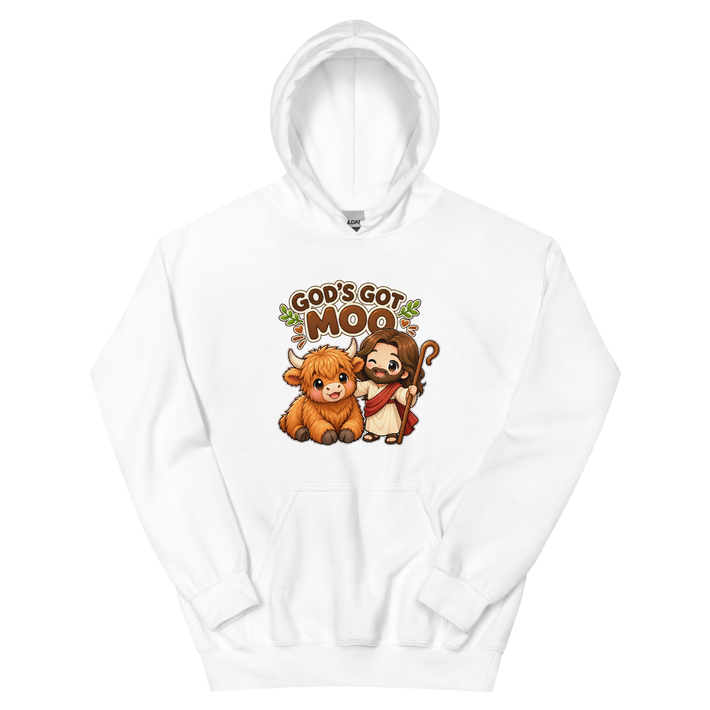 God's Got Moo Highland Cow T-Shirt | gc: Hoodie/White