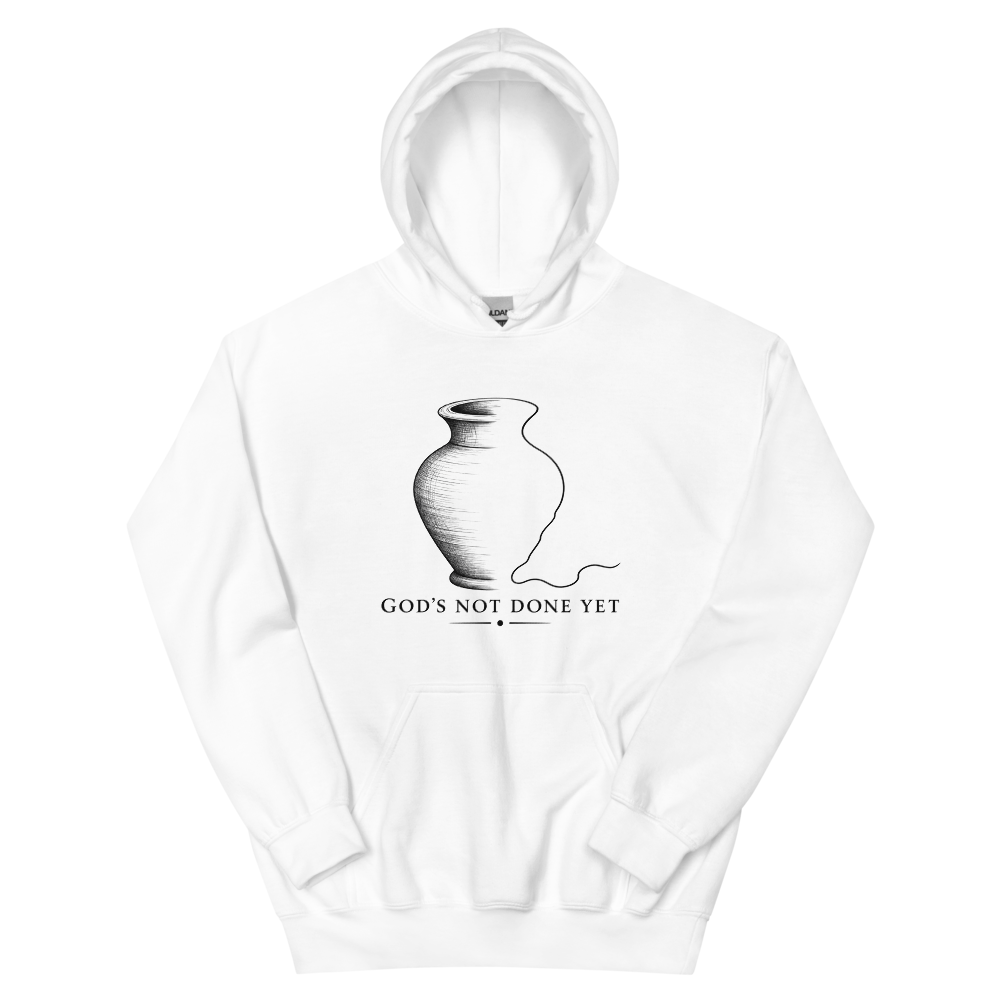 God's Not Done Yet Potter's Vessel Hoodie | colour: White