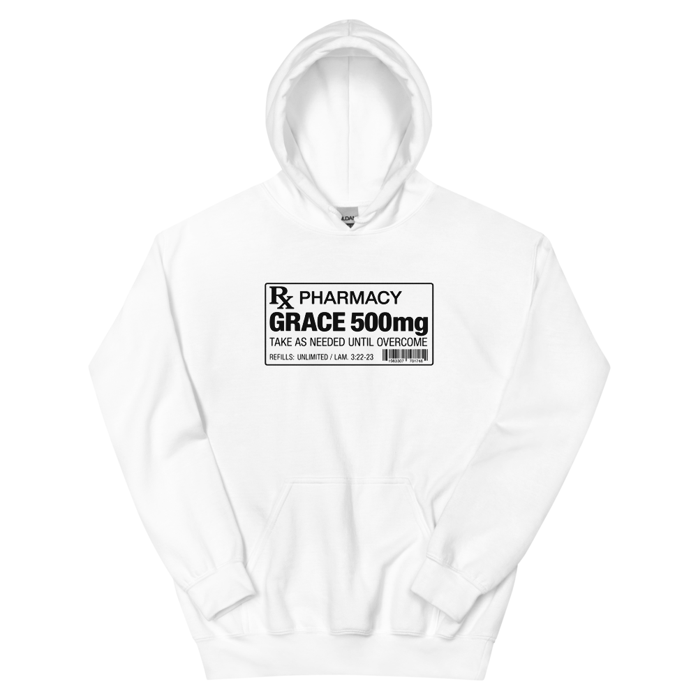 Grace 500mg Prescription Label Hoodie | colour: White