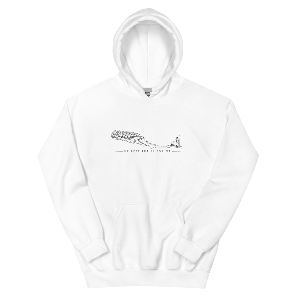 He Left The 99 For Me Line Art Hoodie | colour: White
