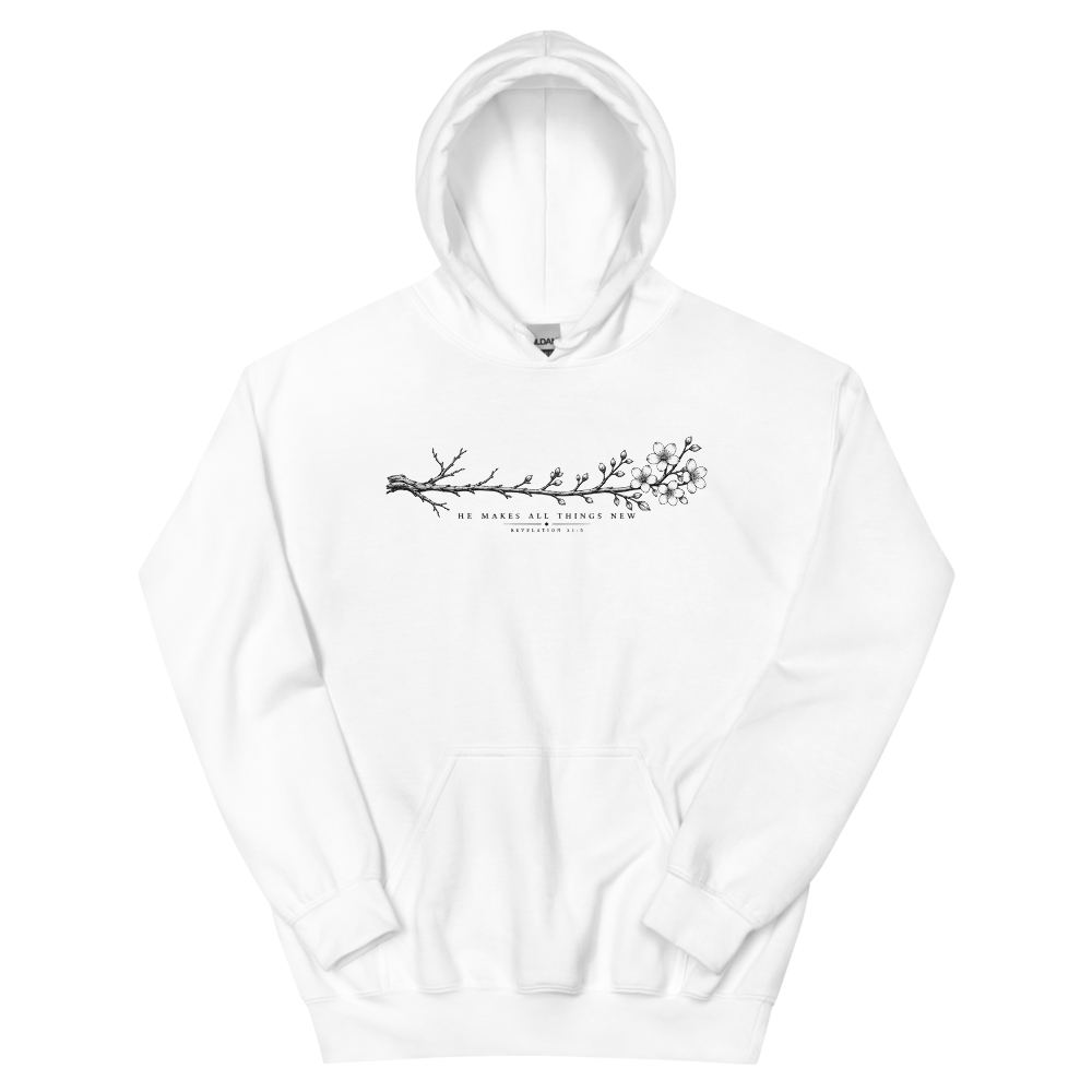He Makes All Things New Branch Hoodie | colour: White