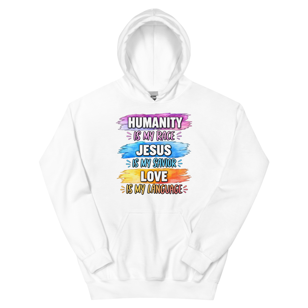 Humanity Is My Race T-Shirt | gc: Hoodie/White