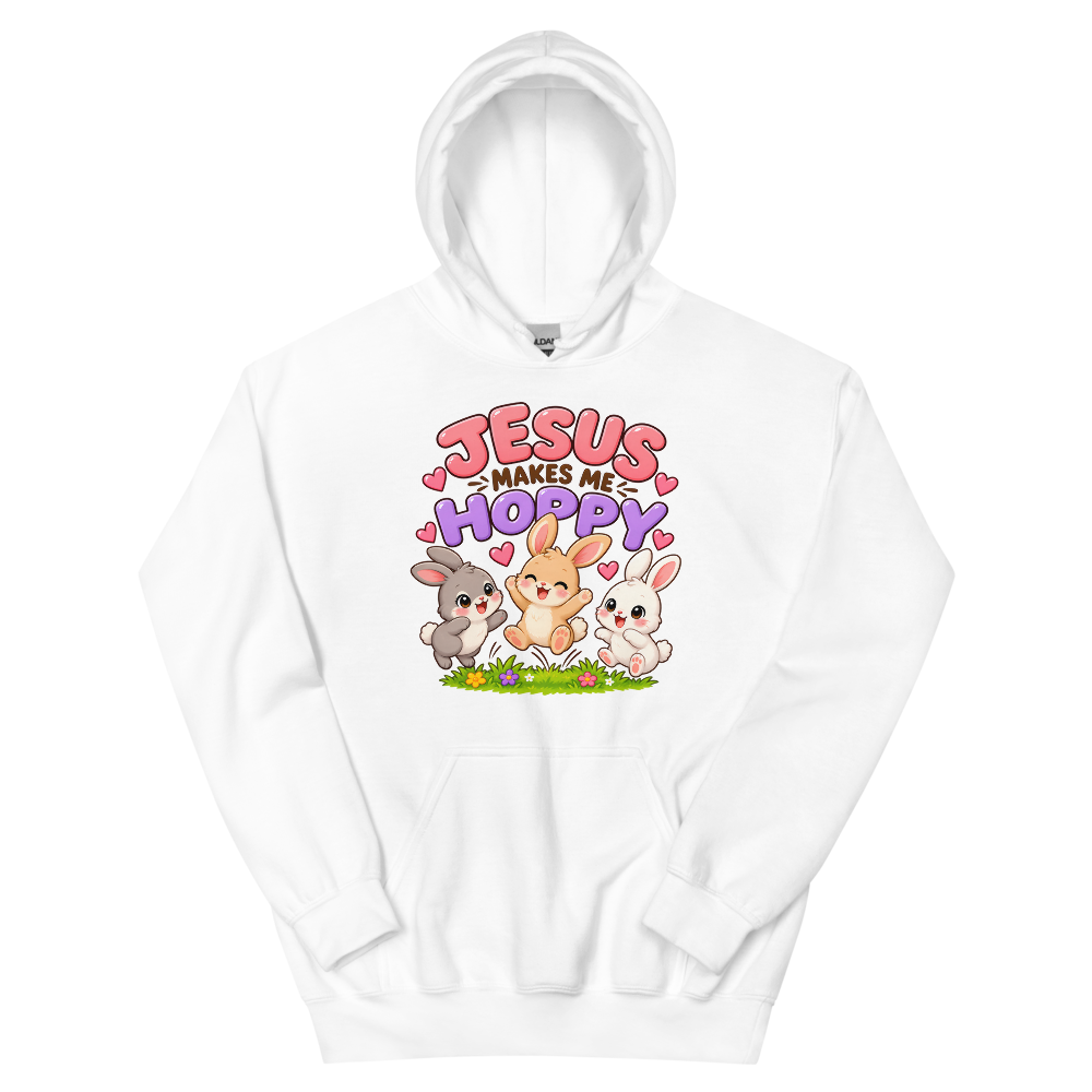 Jesus Makes Me Hoppy Hoodie | colour: White