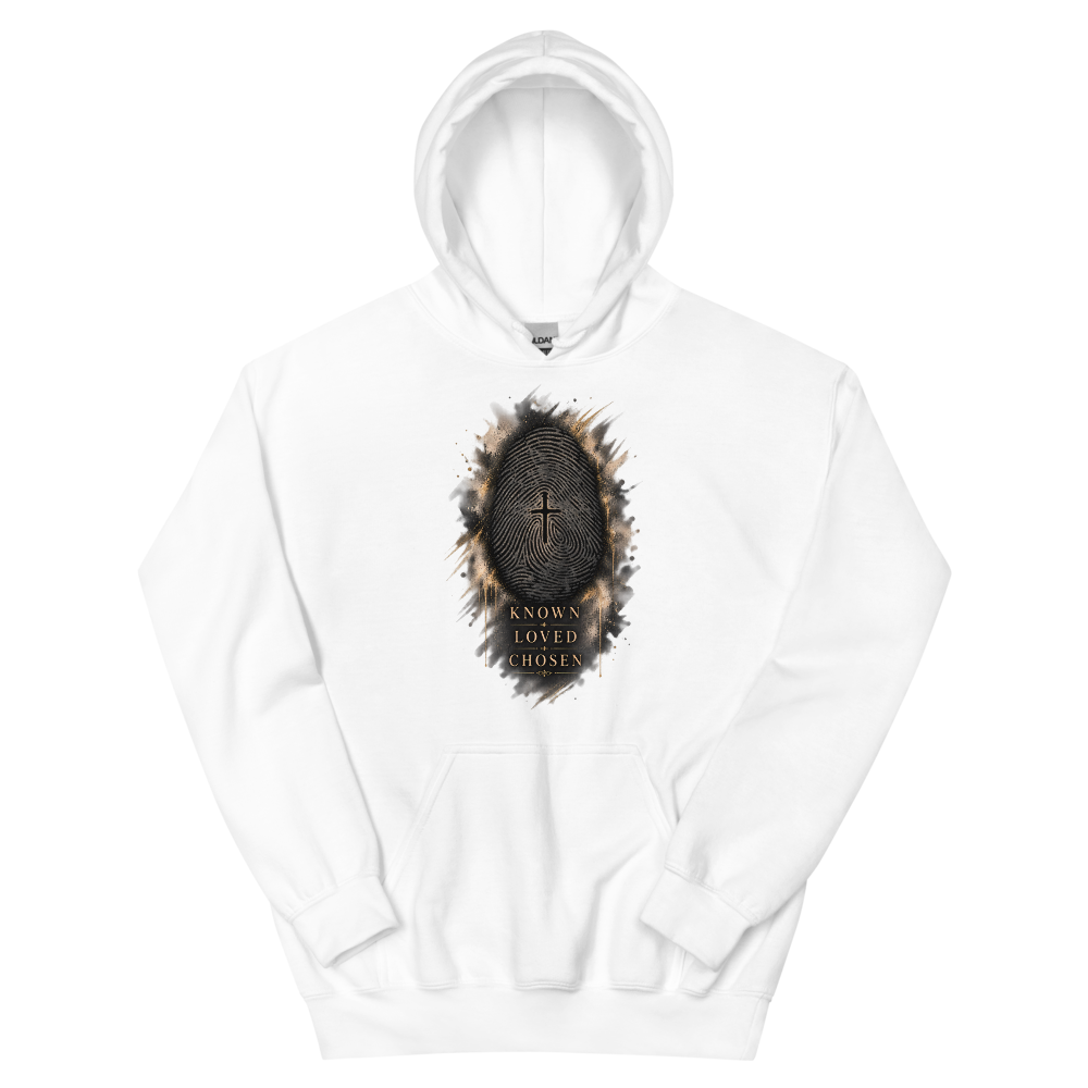 Known, Loved, Chosen Fingerprint Hoodie | colour: White