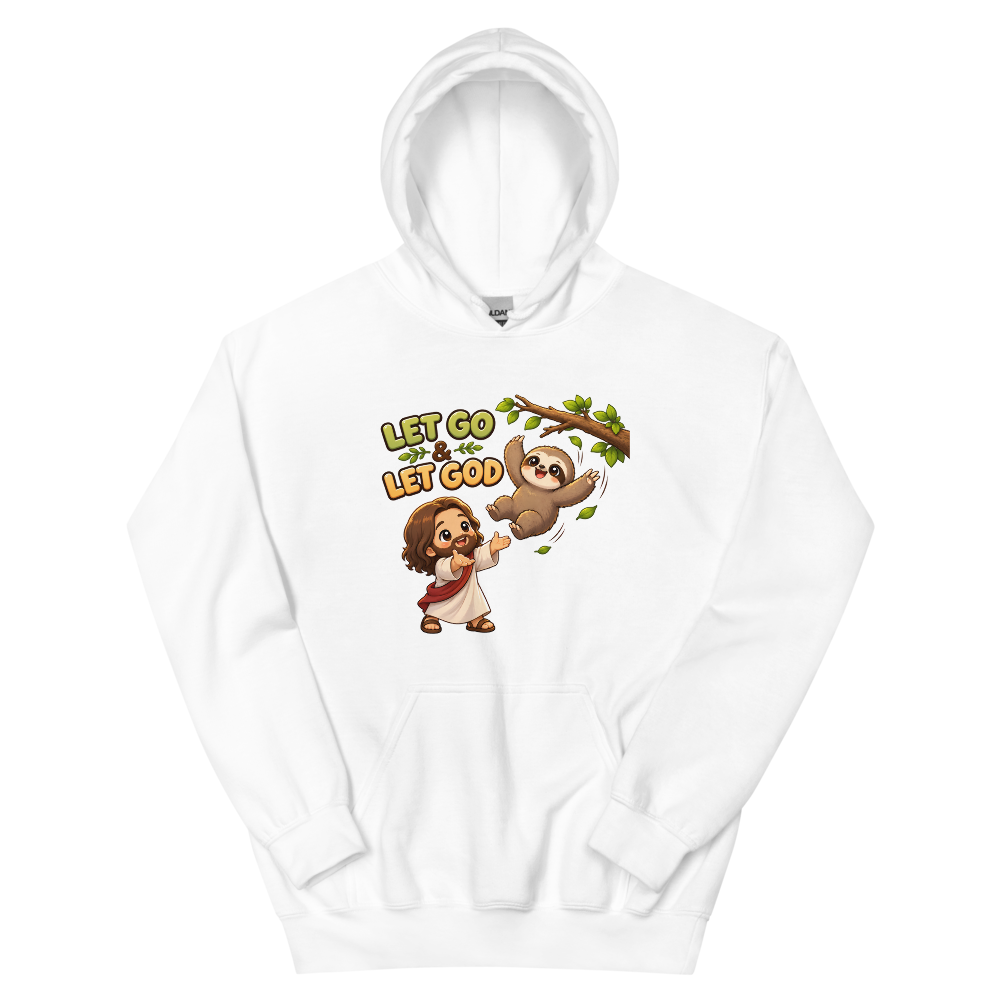Let Go And Let God Sloth T-Shirt | gc: Hoodie/White