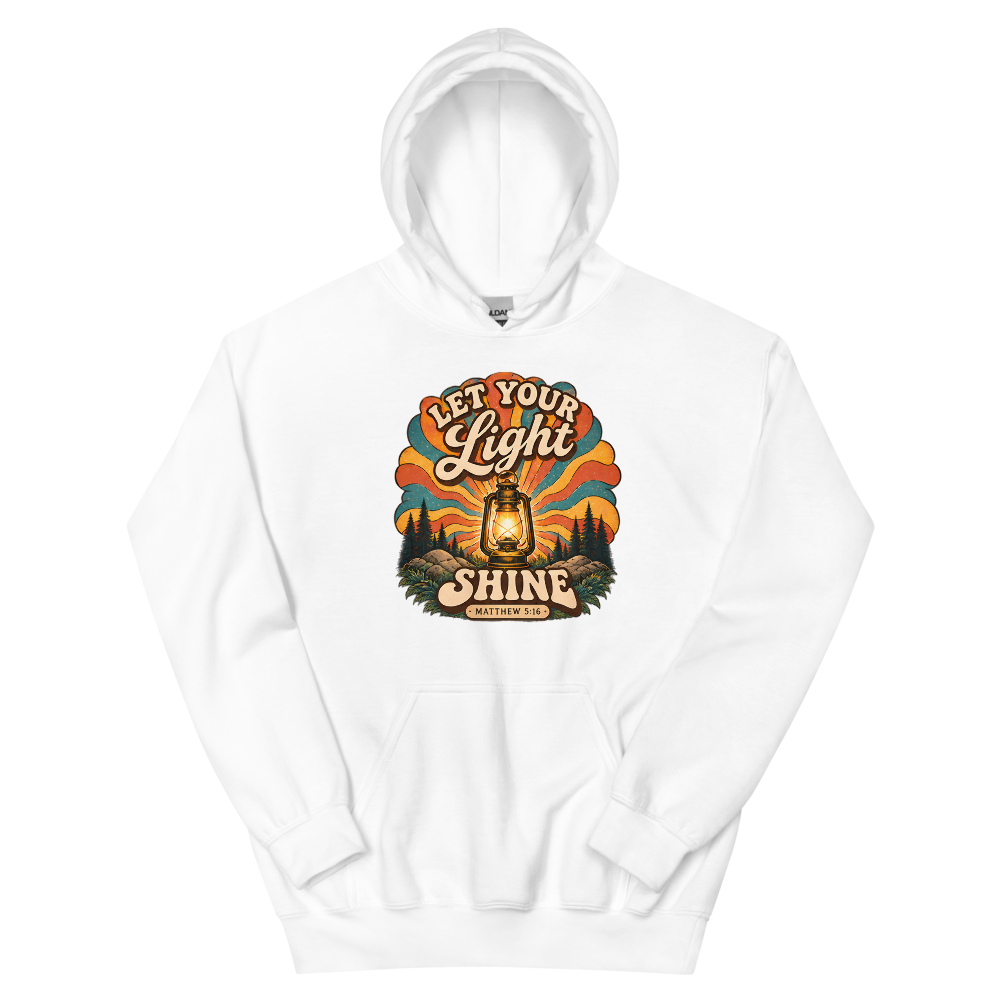 Let Your Light Shine Retro Lantern Hoodie | colour: White