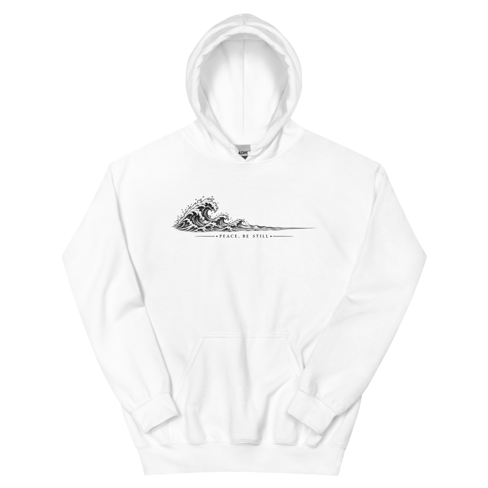 Peace Be Still Wave Line Art T-Shirt | gc: Hoodie/White
