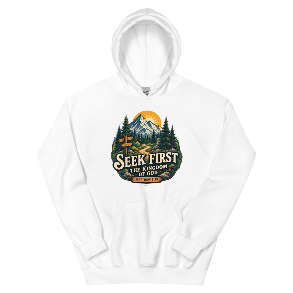 Seek First The Kingdom Trail Badge T-Shirt | gc: Hoodie/White