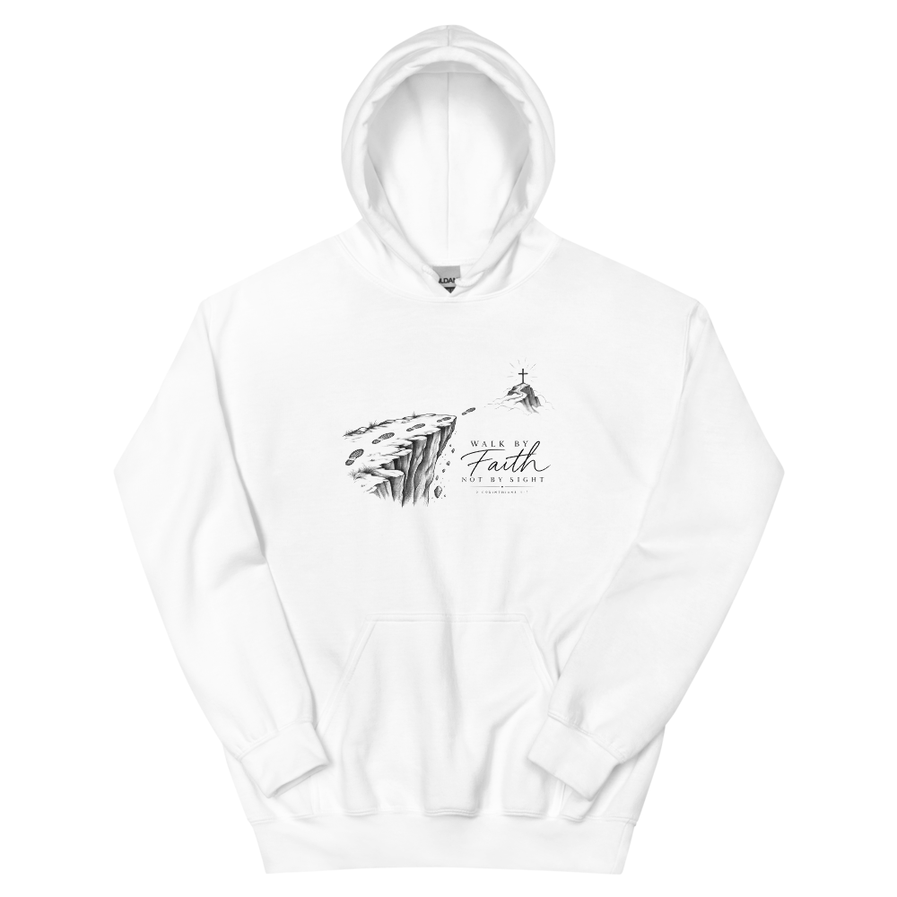 Walk By Faith Not By Sight Cliff T-Shirt | gc: Hoodie/White