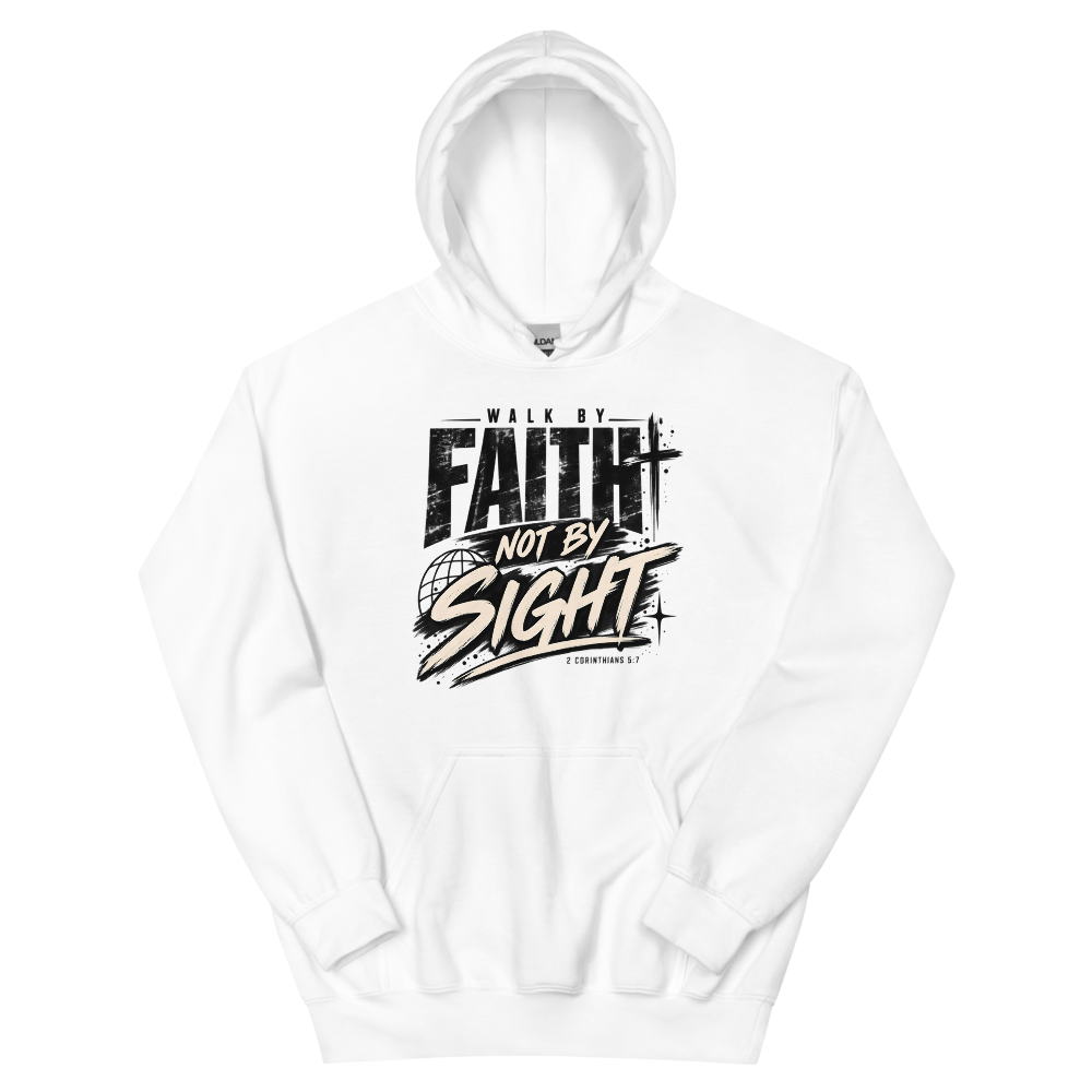 Walk By Faith Not By Sight Streetwear T-Shirt | gc: Hoodie/White